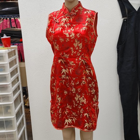 ASIAN STYLE MINI DRESS WITH ZIPPER CLOSURE XL - Picture 1 of 10